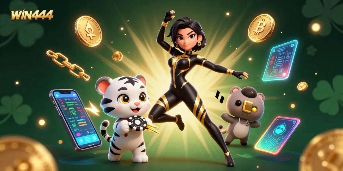 Experience the excitement of WIN444 with a stunning 3D scene featuring a daring woman and a playful tiger.