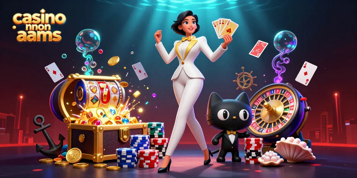 Vivi un'azione emozionante in una scena vivace di casinò non AAMS con una donna elegante e un gatto giocoso che presentano elementi di gioco dinamici.