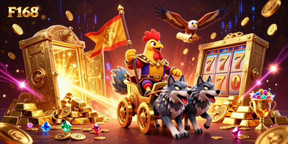 Engage in thrilling slots action at F168 with a golden warlord and his treasure-filled adventure.