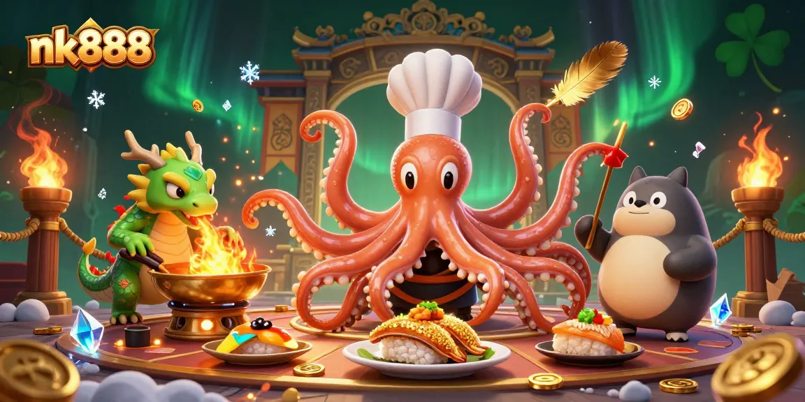 Engage with exciting nk888 casino adventures featuring a sushi chef octopus and dragon!