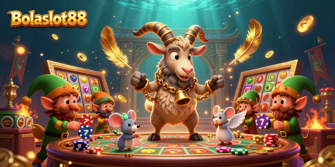 Bolaslot88 offers an exciting casino experience featuring a spirited Krampus, angel mouse, and playful gremlins.