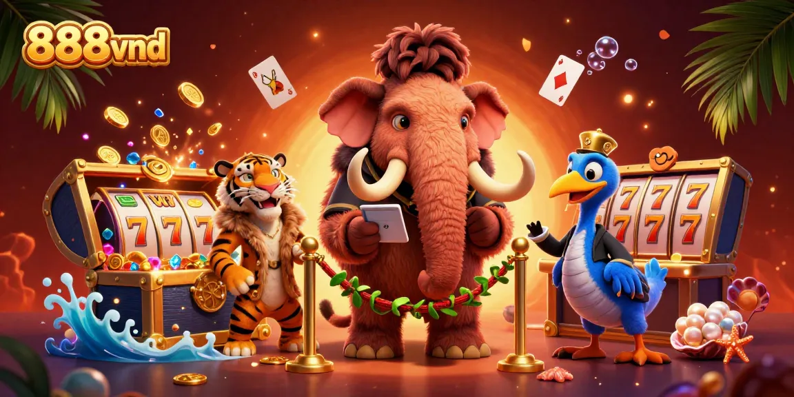Experience thrilling gaming action at 888vnd with esteemed characters amidst a vibrant casino ambiance.