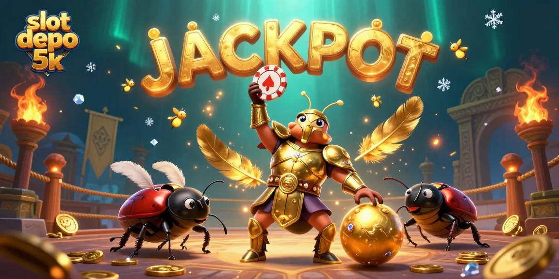 Play slots at slot depo 5k with vibrant casino symbols and engaging characters.