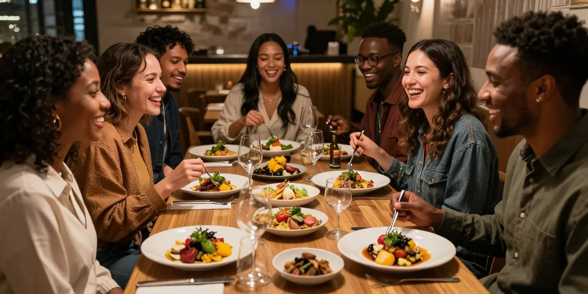 Friends enjoying a gourmet meal at TrestleOnTenth Sydney303 Daftar restaurant in a warm atmosphere.
