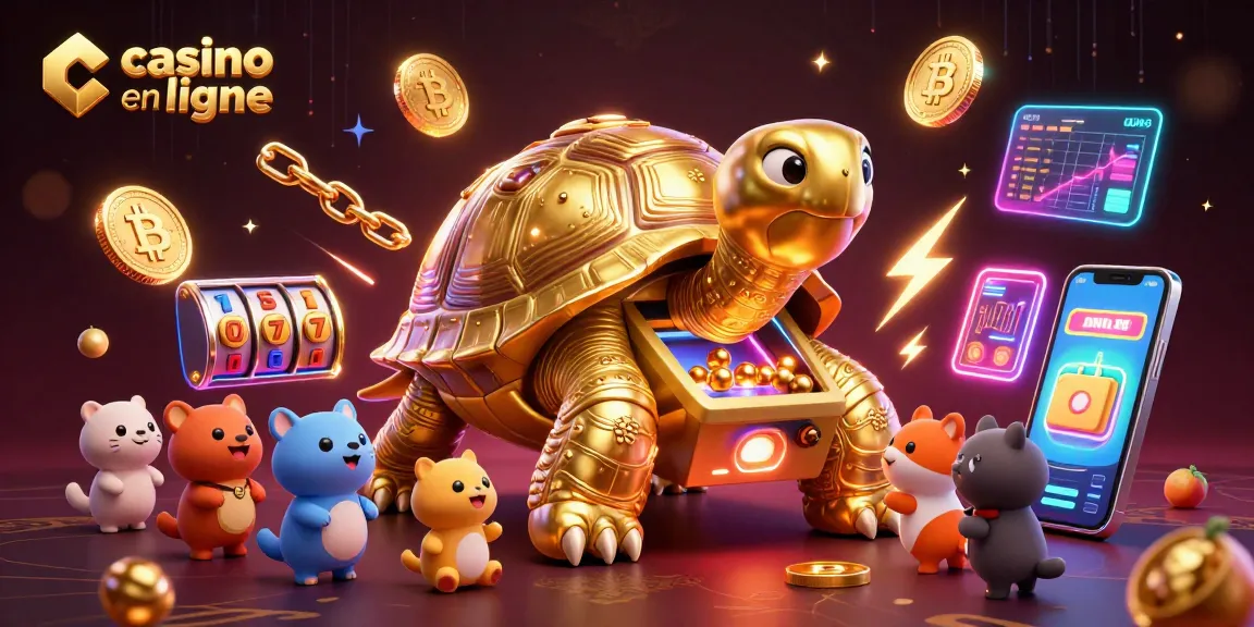 Jouez au casino en ligne avec une scène accueillante et des animaux autour d'une tortue géante en machine à pinball.