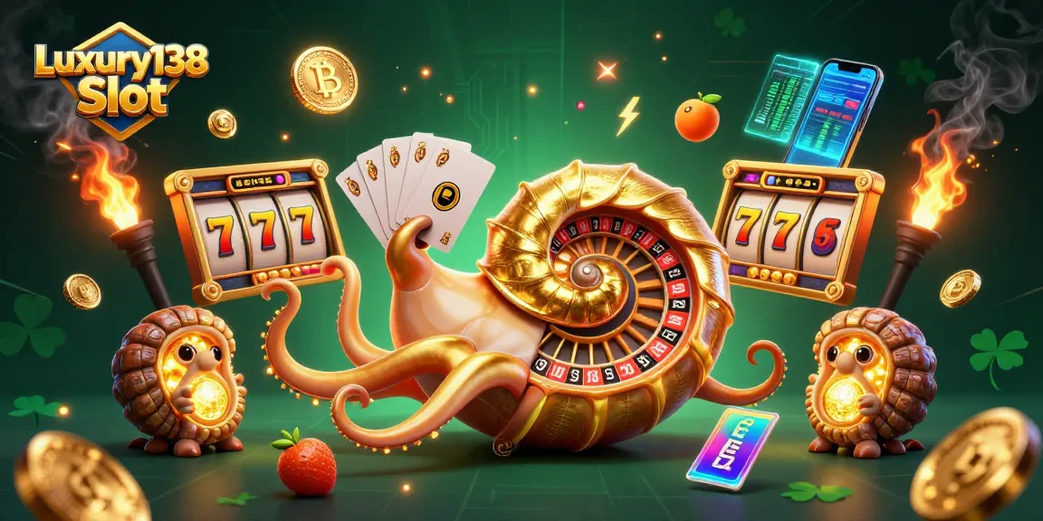 Engage with Luxury138 Slot featuring an ancient nautilus and dazzling casino elements for an immersive experience.