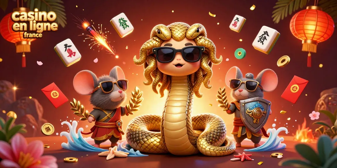 Découvrez un monde vibrant de jeux avec "casino en ligne France" illustré par Méduse et des éléments de casino captivants.