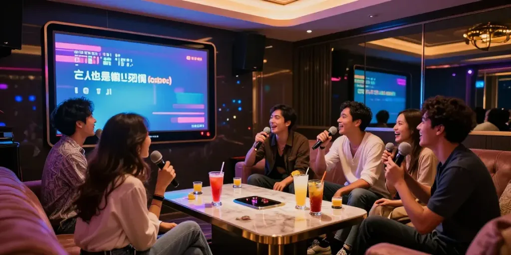 달토에서 친구들과 즐거운 노래방 시간을 보내는 모습