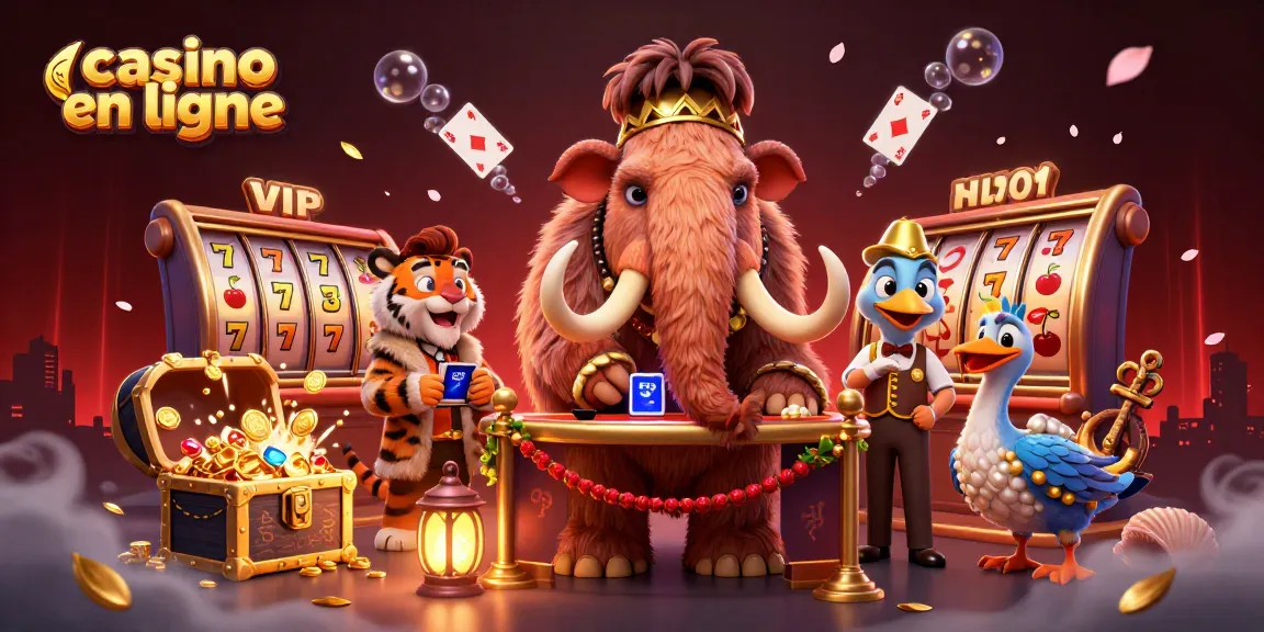 Casino en ligne : Animation dynamique d'un mammouth gérant l'entrée dans un univers ludique.