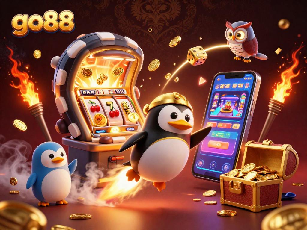 Experience go88's thrilling casino adventures with a vibrant penguin and jackpot slots!