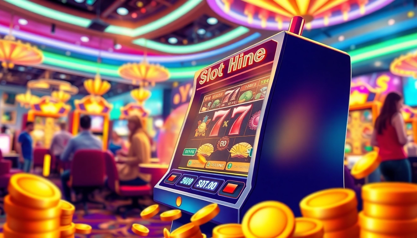Bermain Slot77 yang mengasyikkan dengan simbol berwarna-warni dan suasana kasino virtual.