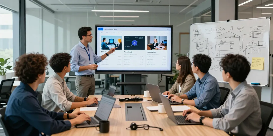 Team collaborating in a modern office showcasing an ai image detector, analyzing flagged content.