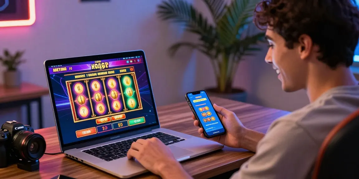 Engaging million casino login experience with vibrant slot games on a laptop screen.