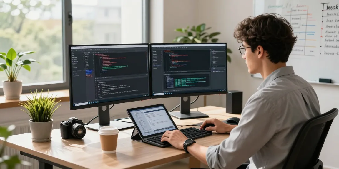 Focused software engineer working on cika4d coding projects in a modern workspace.