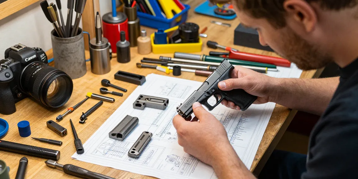 Customizing Glock slides at https://precisionglockslides.com workshop with precision tools.