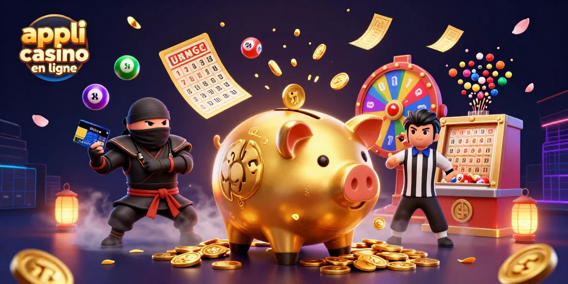 Appli casino en ligne: Sumo et ninja dans une scène animée avec des éléments de jeu