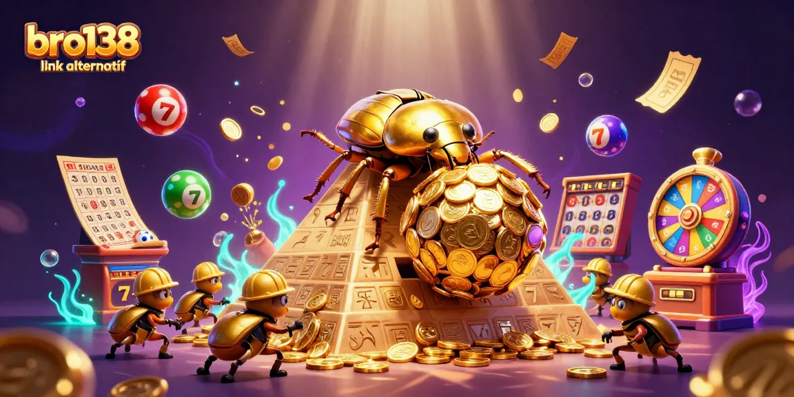 Experience the excitement of bro138 link alternatif with vibrant slot reels and lottery elements in a dynamic 3D scene.