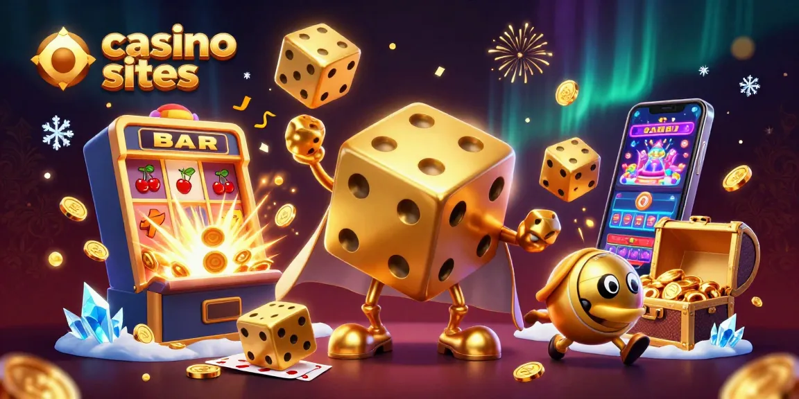 Experience the excitement of casino sites with massive golden dice golem juggling and a jackpot explosion of coins.