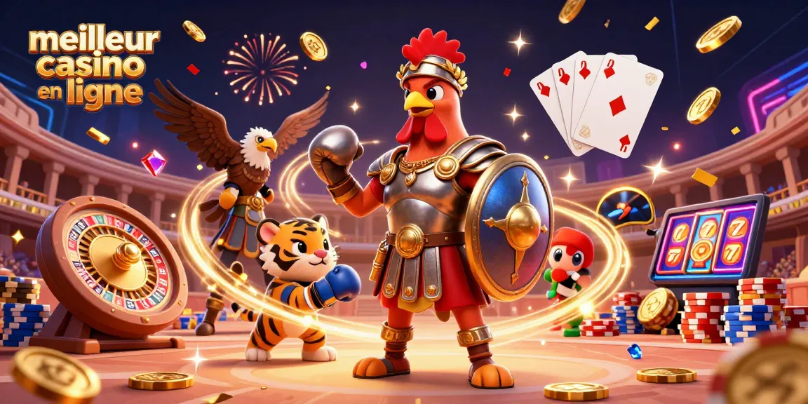 Venez découvrir le meilleur casino en ligne avec un illustratif vibrant et des éléments de jeu captivants.