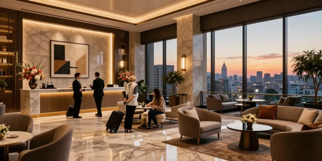 Luxurious lobby at Carter Hotel showcasing elegance, welcoming guests with premium services at https://www.carterhotel.com.