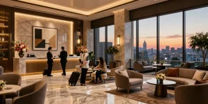 Luxurious lobby at Carter Hotel showcasing elegance, welcoming guests with premium services at https://www.carterhotel.com.