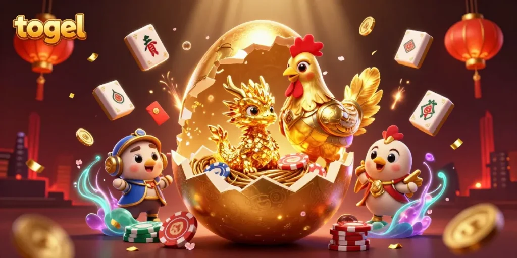 Experience the thrill of togel with a golden dragon and poker chips in this dynamic casino scene.