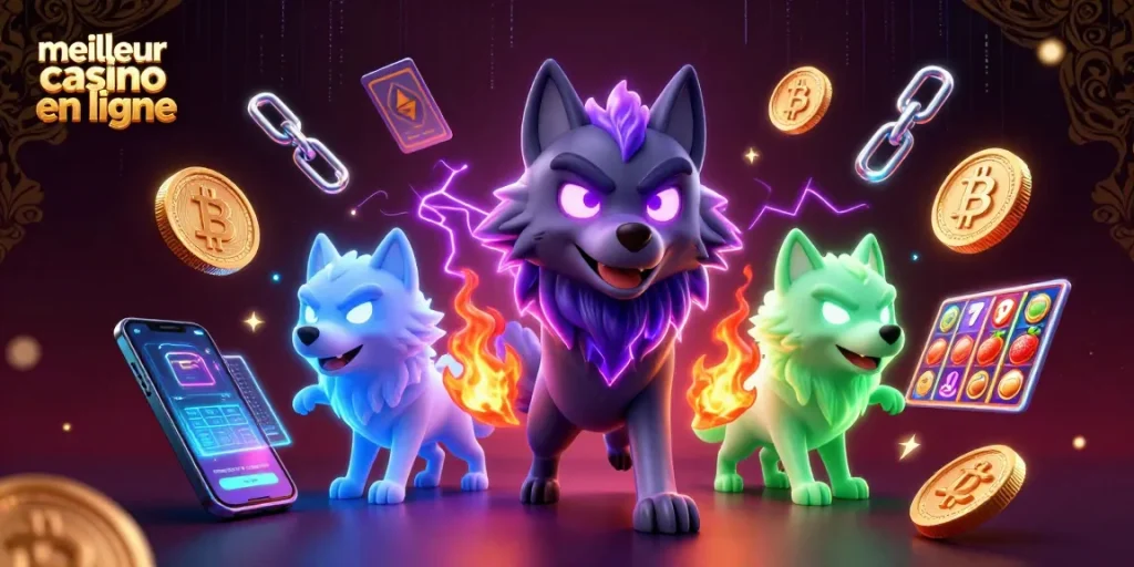 Jouez au meilleur casino en ligne avec des personnages de loup fantomatiques et des symboles de machines à sous.